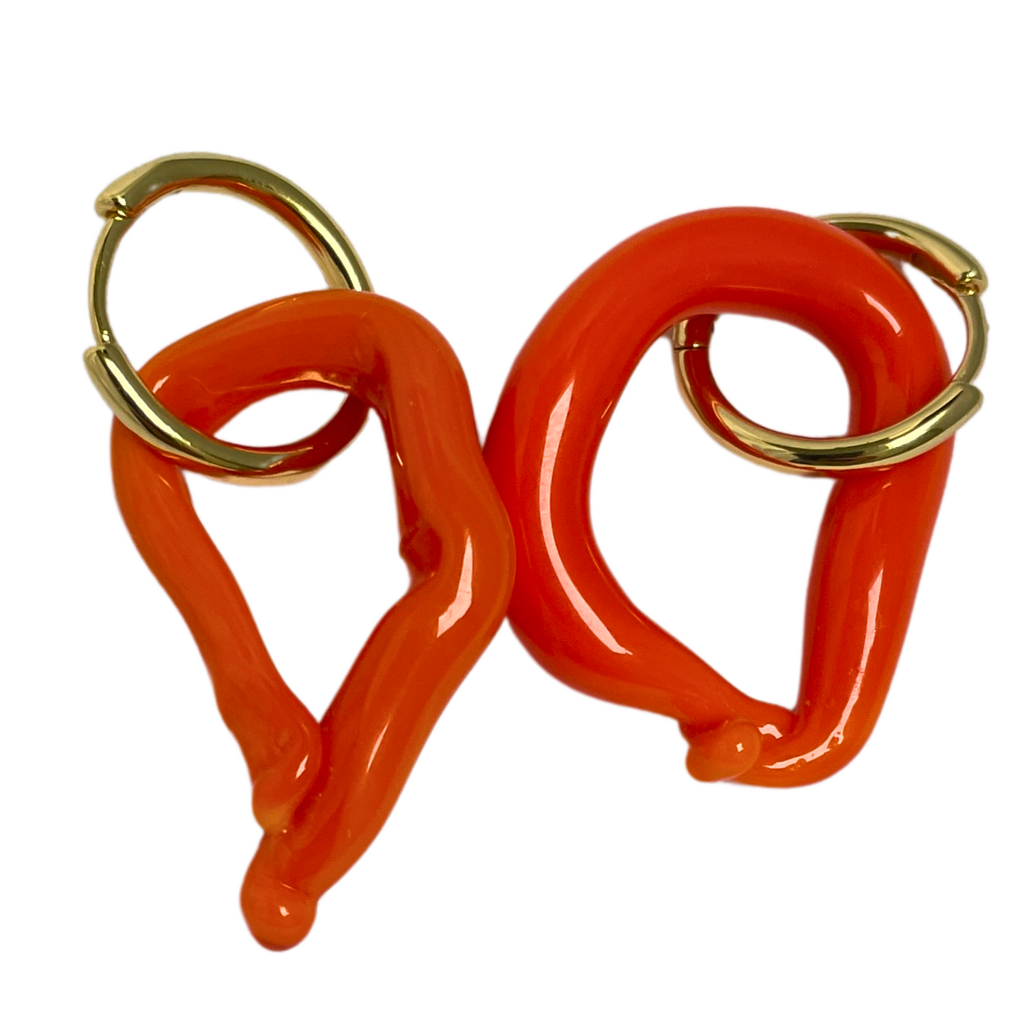 Melt - Bright Orange - Murano Glass Drop Earrings