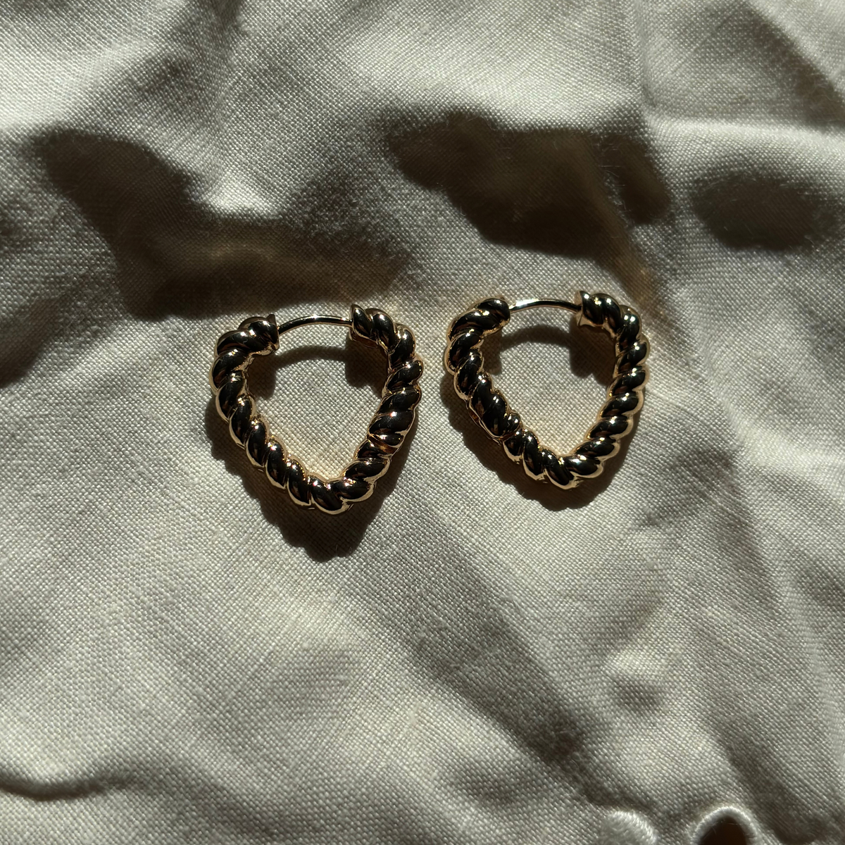 Twisted Rope Triangle 18k Gold Plated Hoops