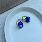Speckled Glass Beads - Pale Blue on Dark Blue