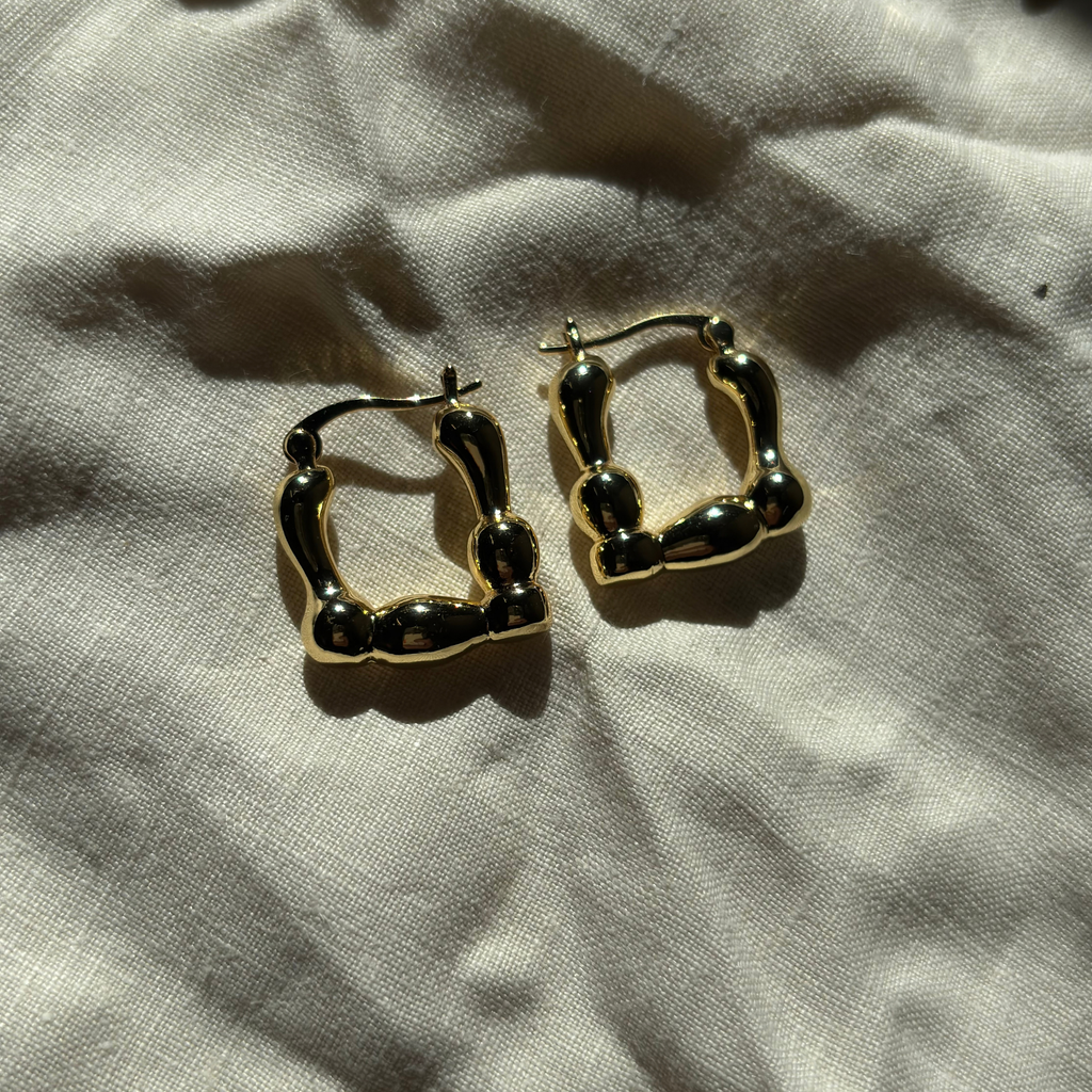Gold Drop Square 18k Gold  Plated Hoops