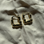 Gold Drop Square 18k Gold  Plated Hoops