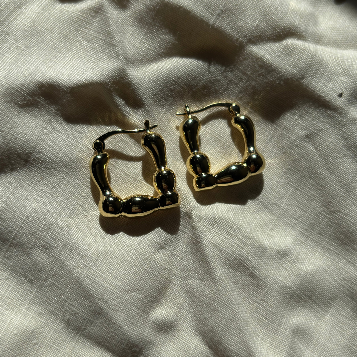 Gold Drop Square 18k Gold  Plated Hoops