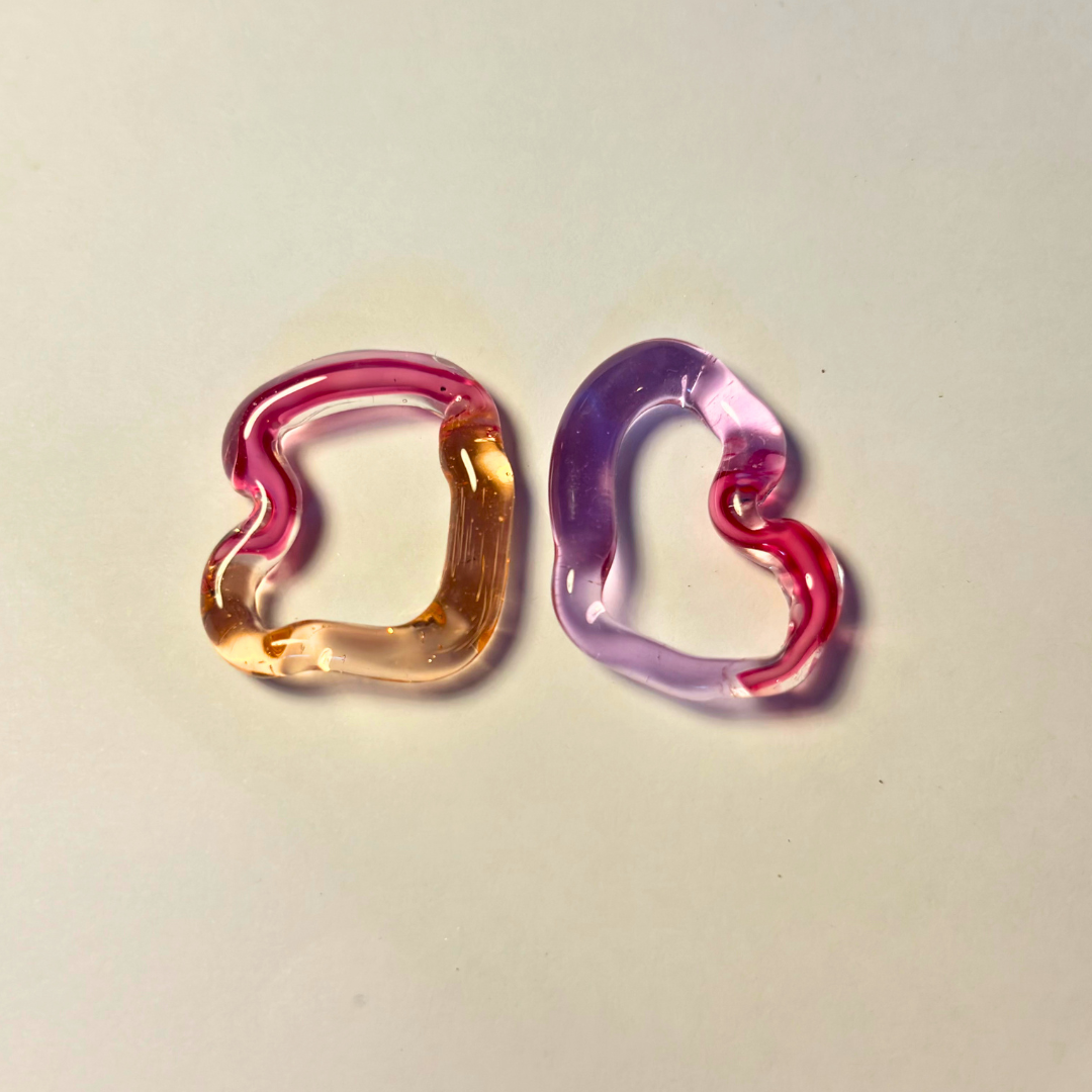 Sibling Melts - Pair 009 - Pink, Palest Pink, Lilac - Earrings