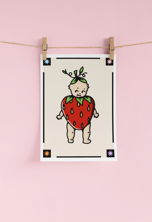Strawberry Kewpie Print A5