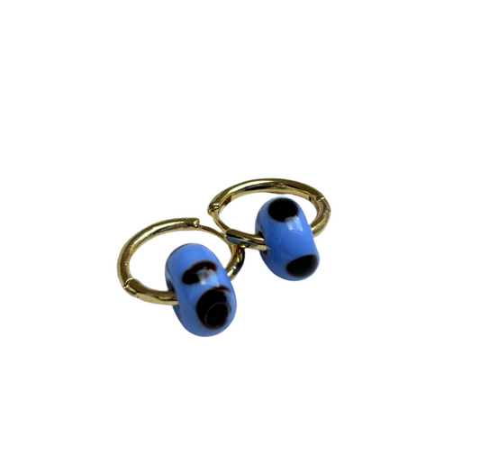 Speckled Glass Beads - Brown on Blue