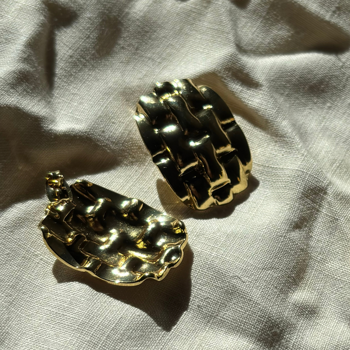 Woven Texture 18k Gold Plated Studs