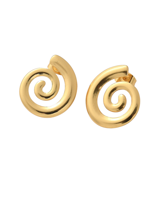 Gold Plated Swirl Stud Earrings
