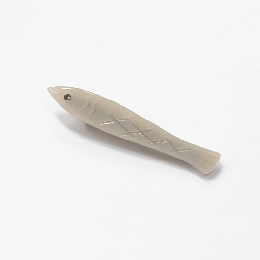Sardine Fish Hair Clip in Silver Acetate with Rhinestone