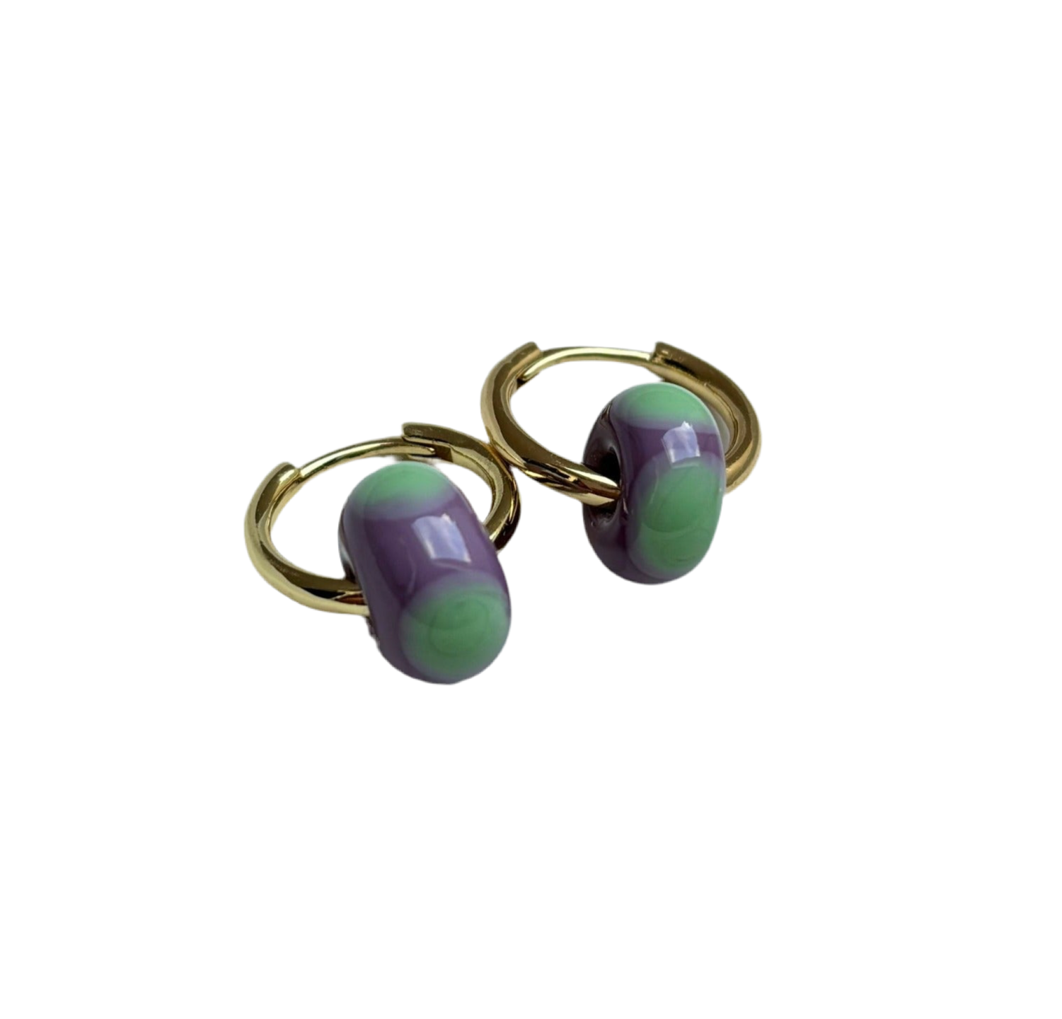 Speckled Glass Beads - Seafoam on Lilac