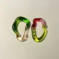 Sibling Melts - Pair 008 - Palest Pink, Grass Green, Juicy Red, Pink - Earrings