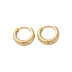 Dimple Texture Mini Huggie Hoops 18k Gold Plate