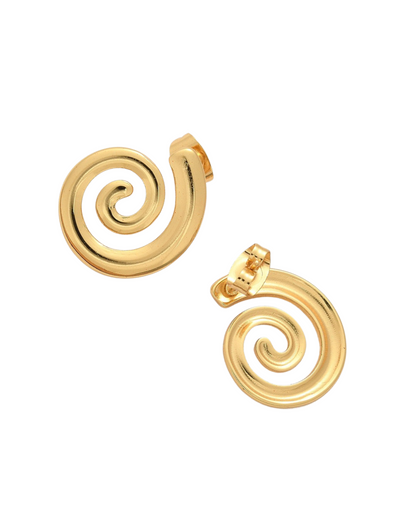 Gold Plated Swirl Stud Earrings