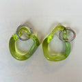 Melt - Green and Acid Green - Murano Glass Charm Hoop Earrings