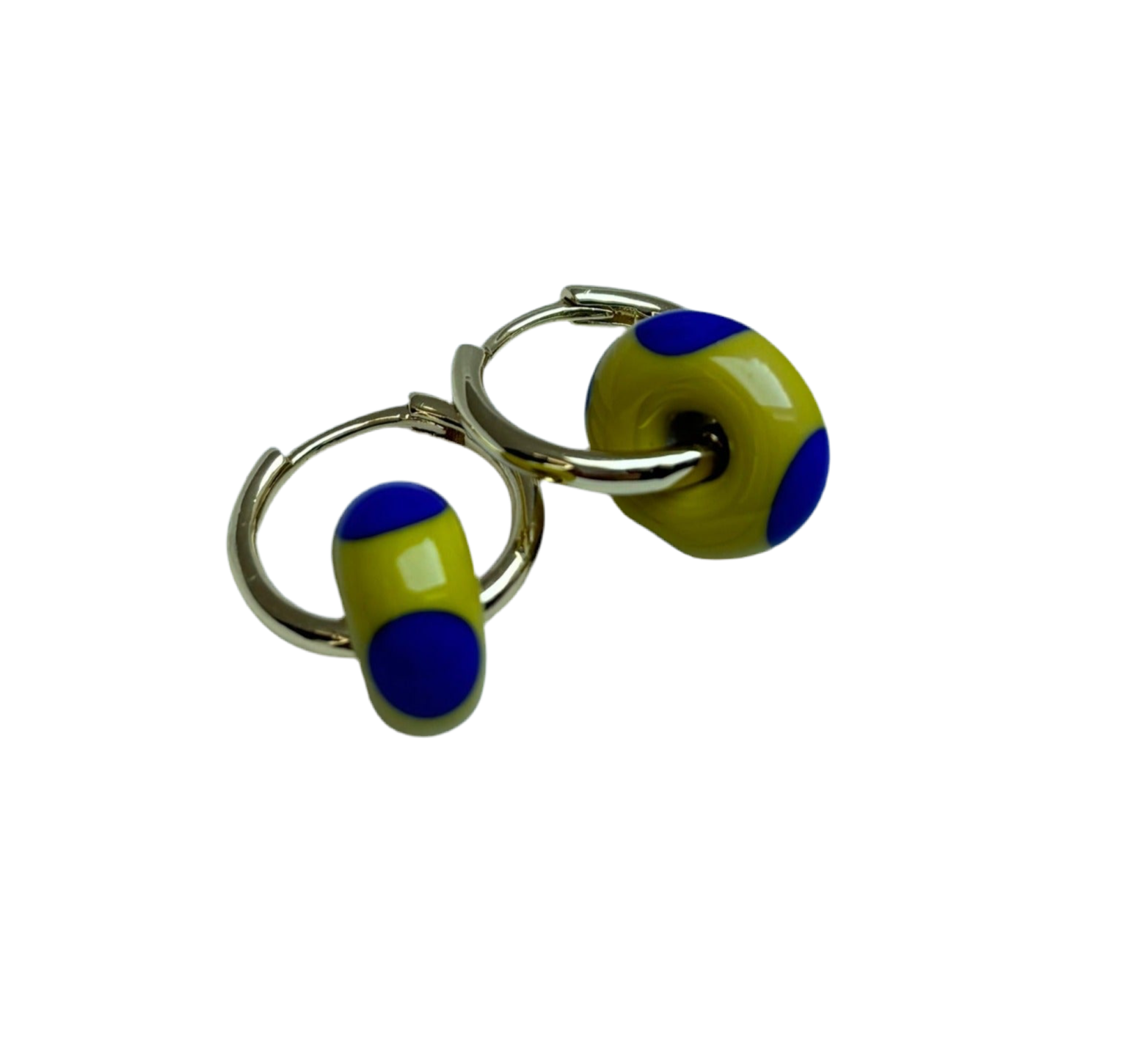 Speckled Glass Beads - Yellow on Blue
