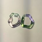 Sibling Melts - Pair 007 - Pale Green, Palest Pink, Lilac, Acid Green - Earrings