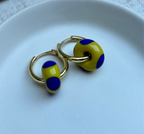 Speckled Glass Beads - Yellow on Blue