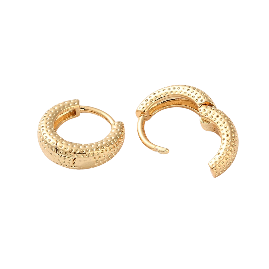 Dimple Texture Mini Huggie Hoops 18k Gold Plate