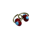 Speckled Glass Beads - Cornflower Blue on Red