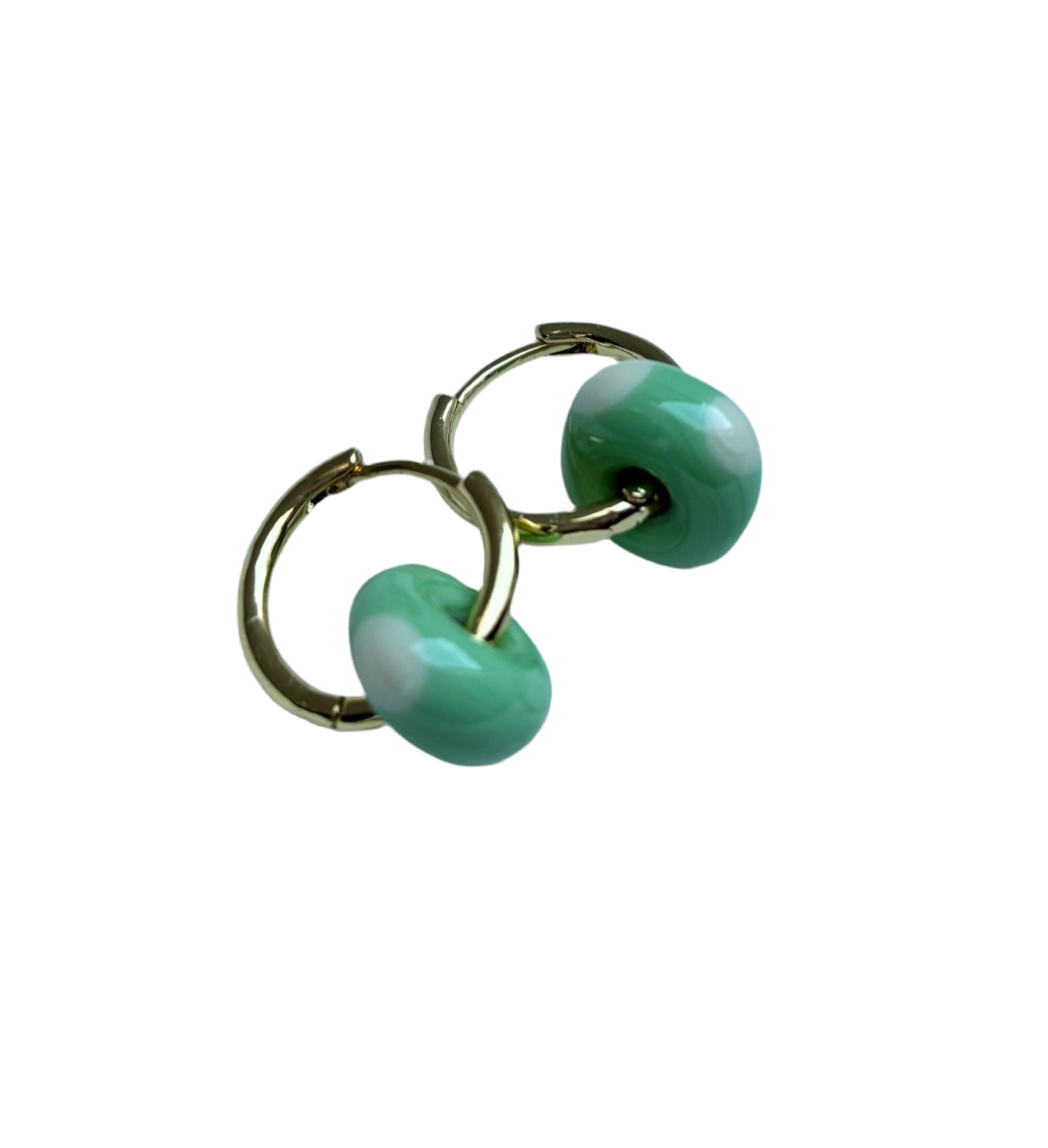 Speckled Glass Beads - Cream on Seafoam