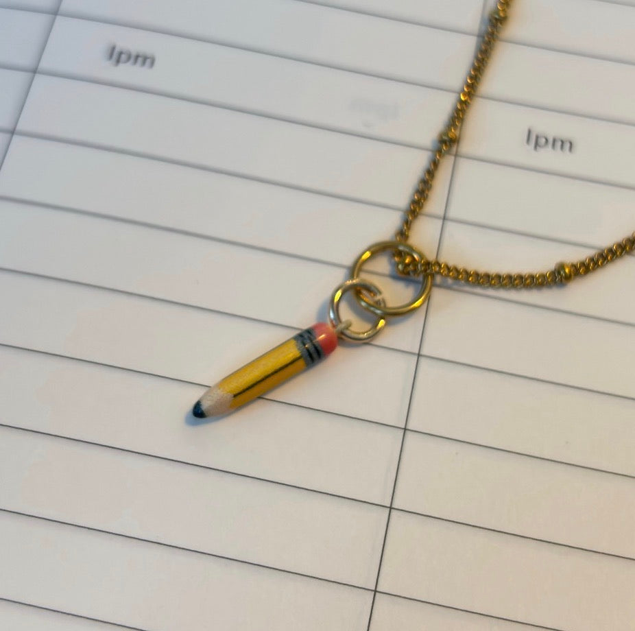 Tiny yellow pencil charm