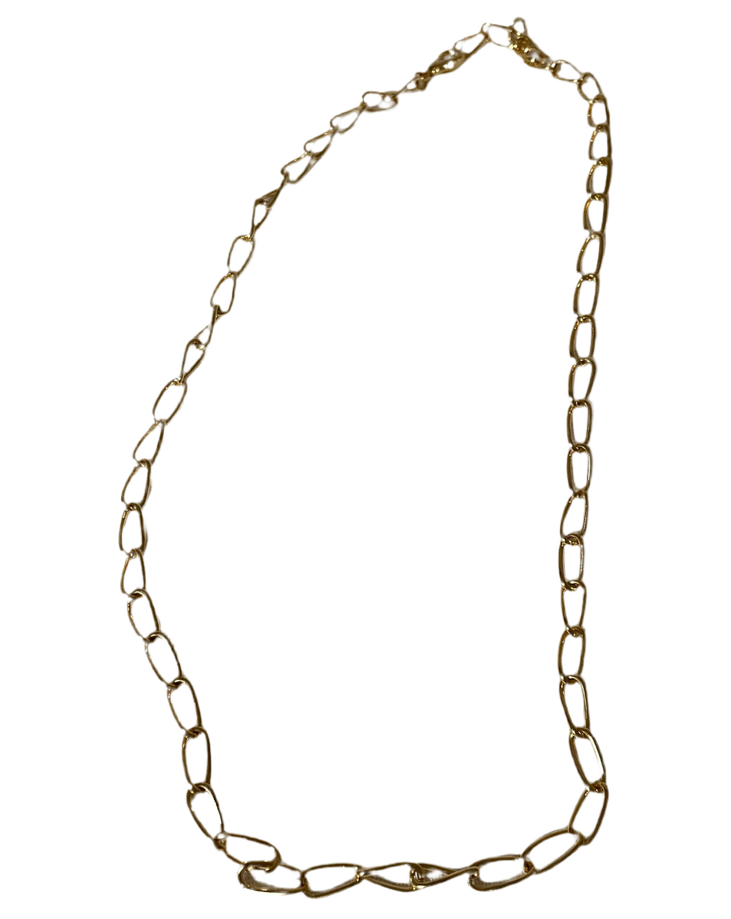 Large Open Curb Chain Necklace Vintage Gold