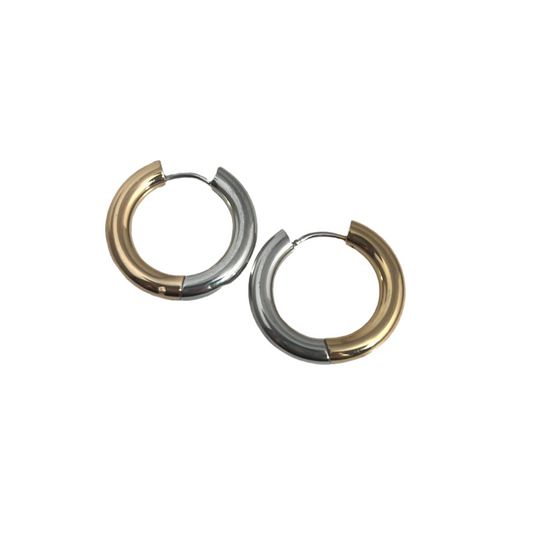 Duo - Gold and Silver Large Hoop