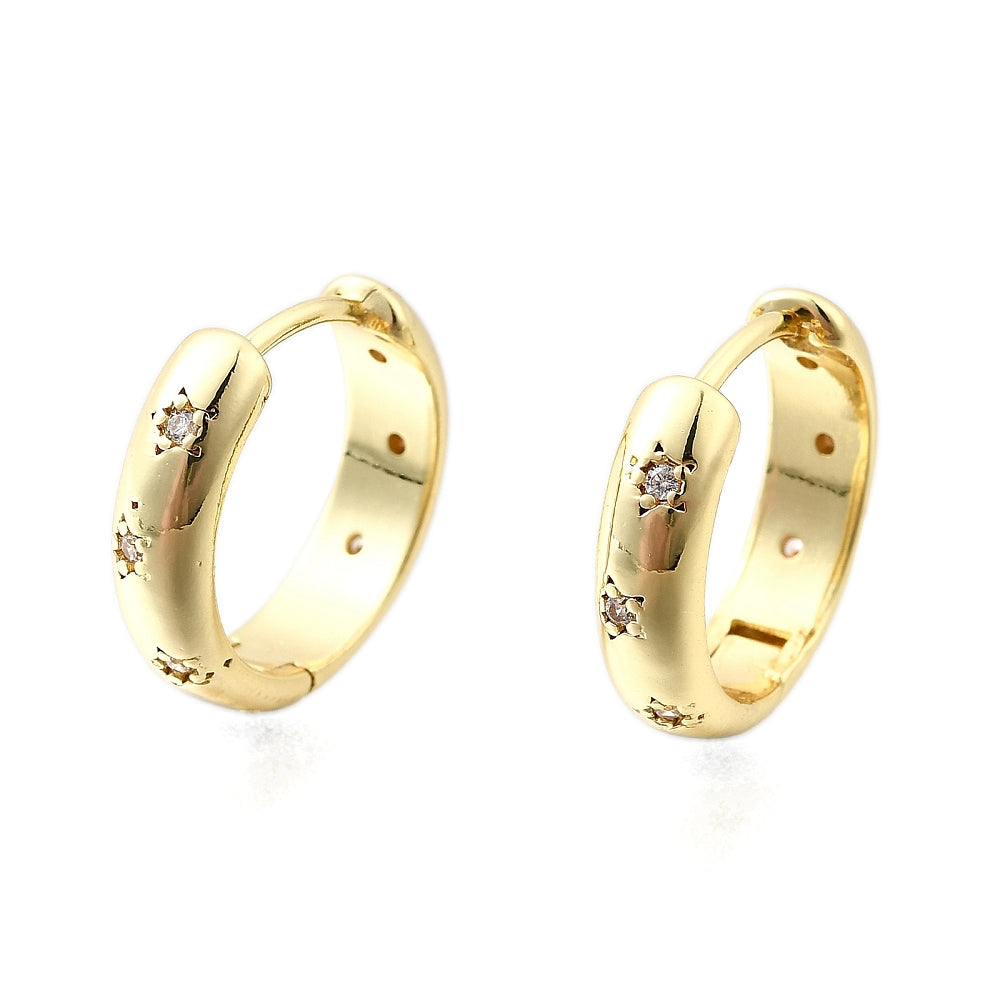 Star Set CZ Everyday Hoop - 18k Gold Plate