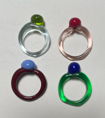 Melt - Glass Ring - Cobalt Blue on Grass Green