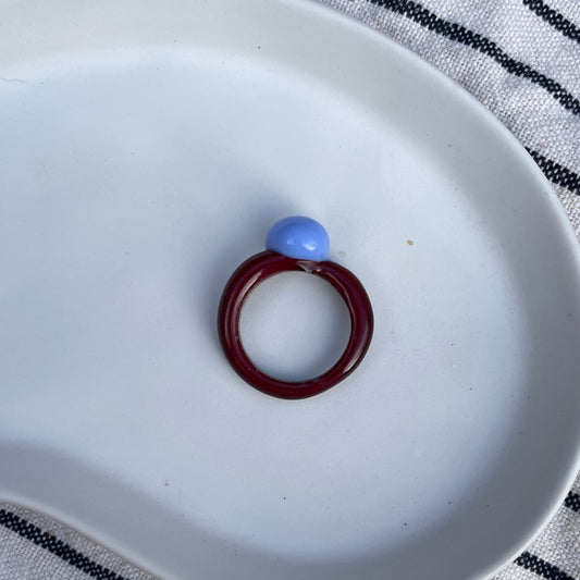 Melt - Glass Ring - Blue on Brown