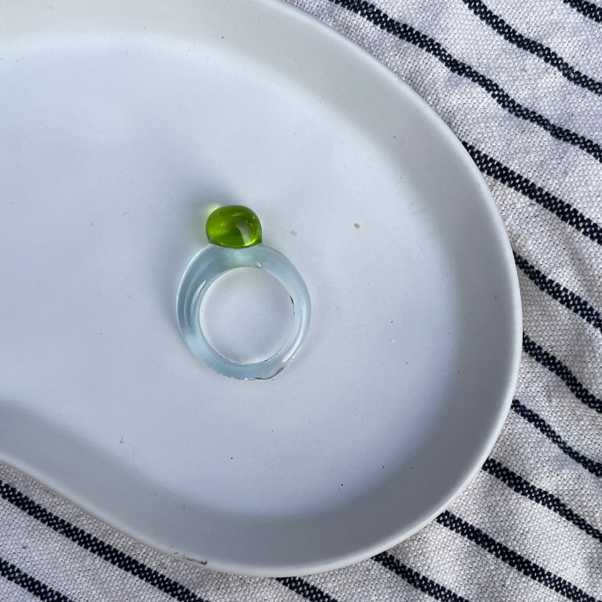 Melt - Glass Ring - Acid Green on Baby Blue Murano - Made to order