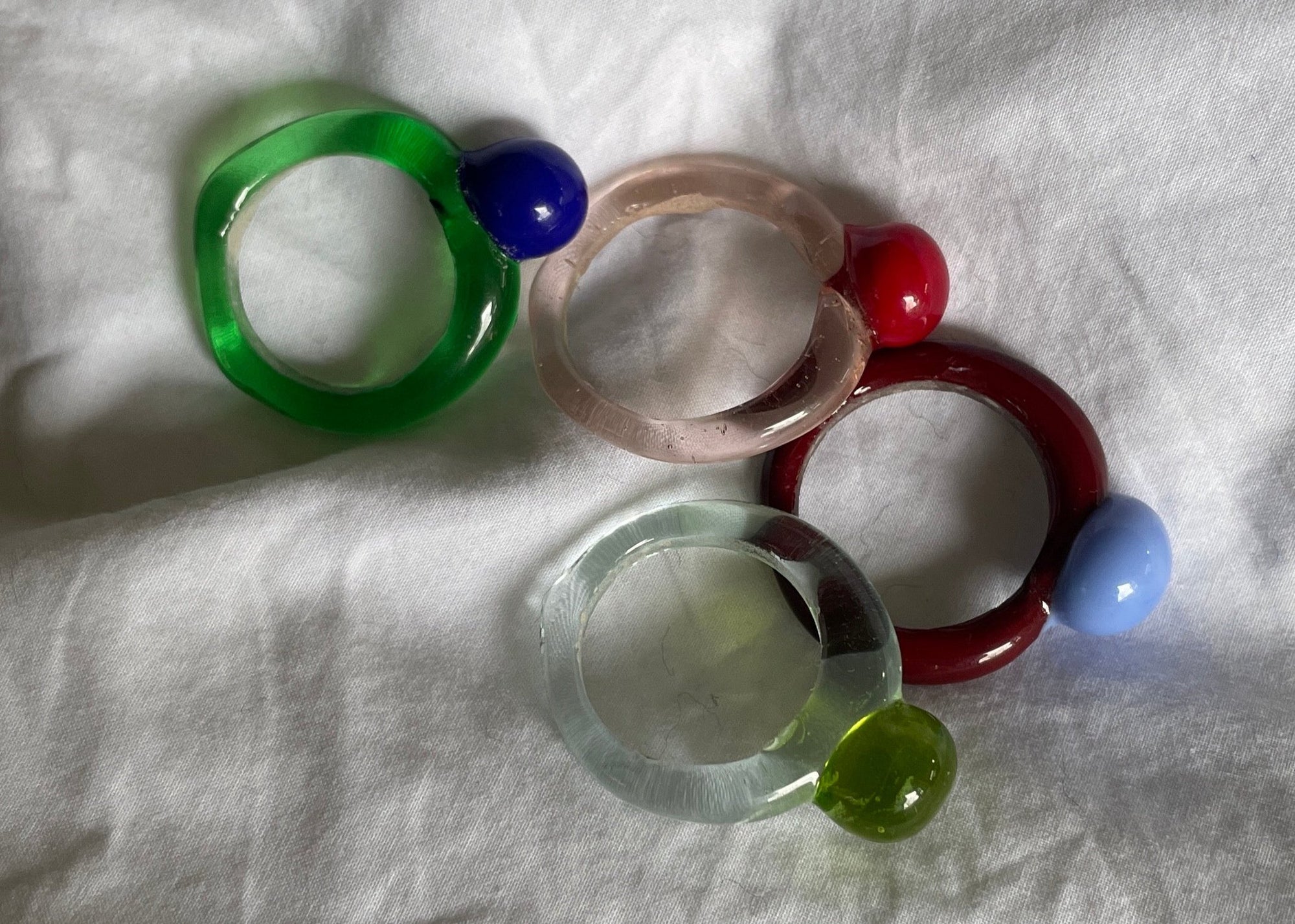 Melt - Glass Ring - Red on Palest Pink