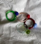 Melt - Glass Ring - Acid Green on Baby Blue Murano - Made to order