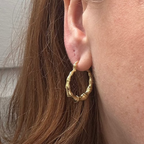 Bamboo  - 18k Gold Plate Hoop Earring