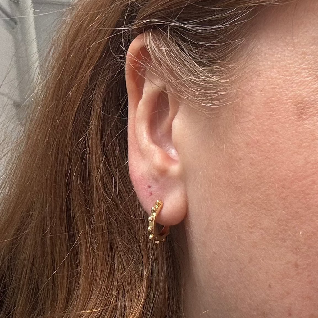 18K Gold Plate Small Knobbly Everyday Hoop Earrings