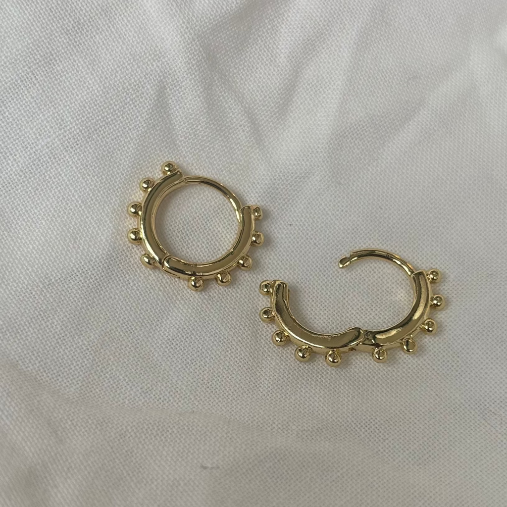 18K Gold Plate Small Knobbly Everyday Hoop Earrings