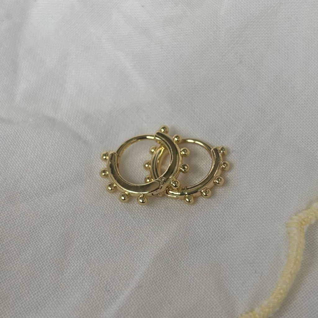 18K Gold Plate Small Knobbly Everyday Hoop Earrings