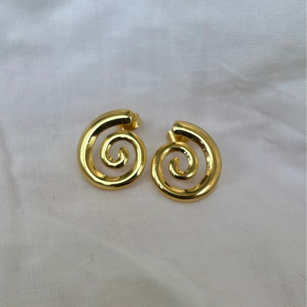 Spiral Stud - 18k Gold Plate Earrings