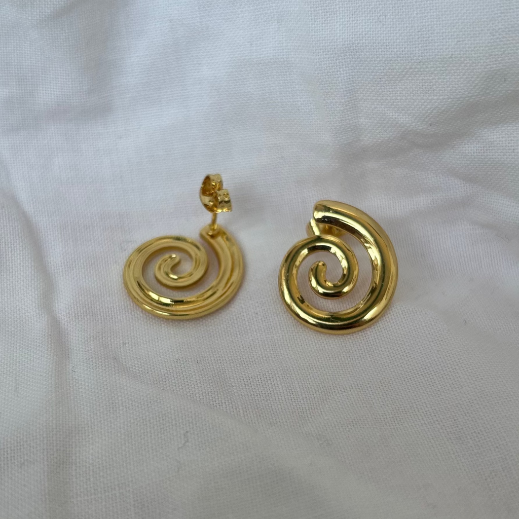 Spiral Stud - 18k Gold Plate Earrings