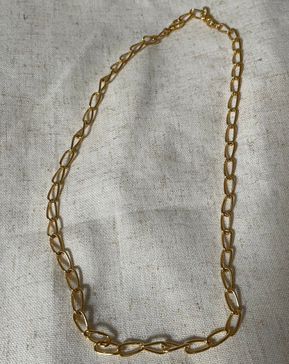 Large Open Curb Chain Necklace Vintage Gold