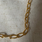 Large Open Curb Chain Necklace Vintage Gold