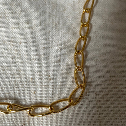 Large Open Curb Chain Necklace Vintage Gold