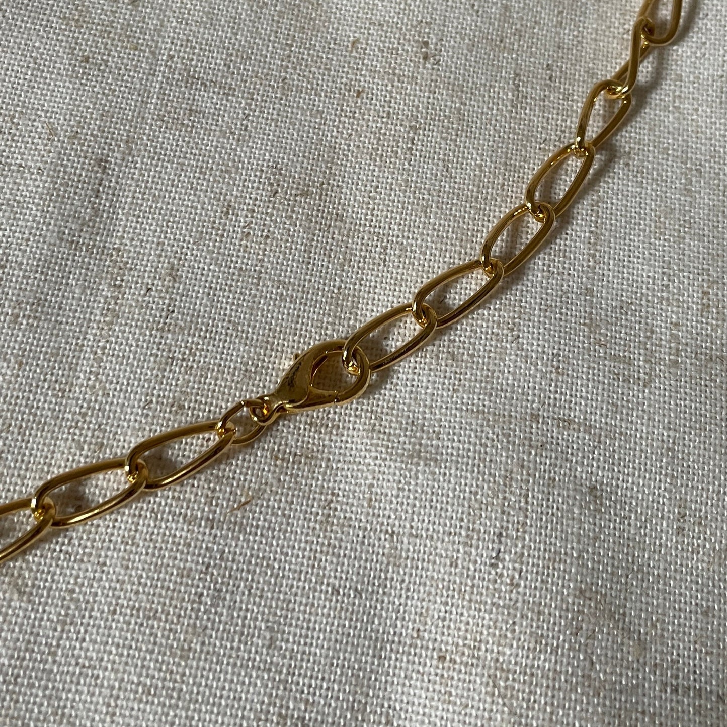 Large Open Curb Chain Necklace Vintage Gold