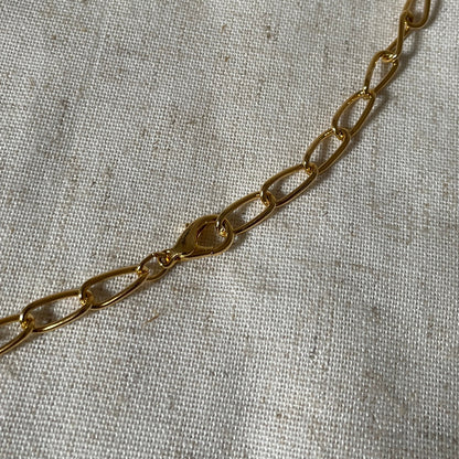 Large Open Curb Chain Necklace Vintage Gold