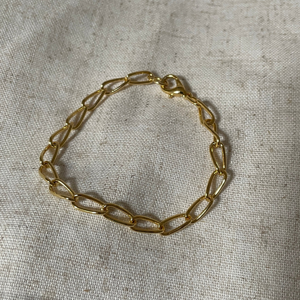 Large Open Curb Chain Bracelet Vintage Gold