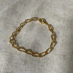 Large Open Curb Chain Bracelet Vintage Gold