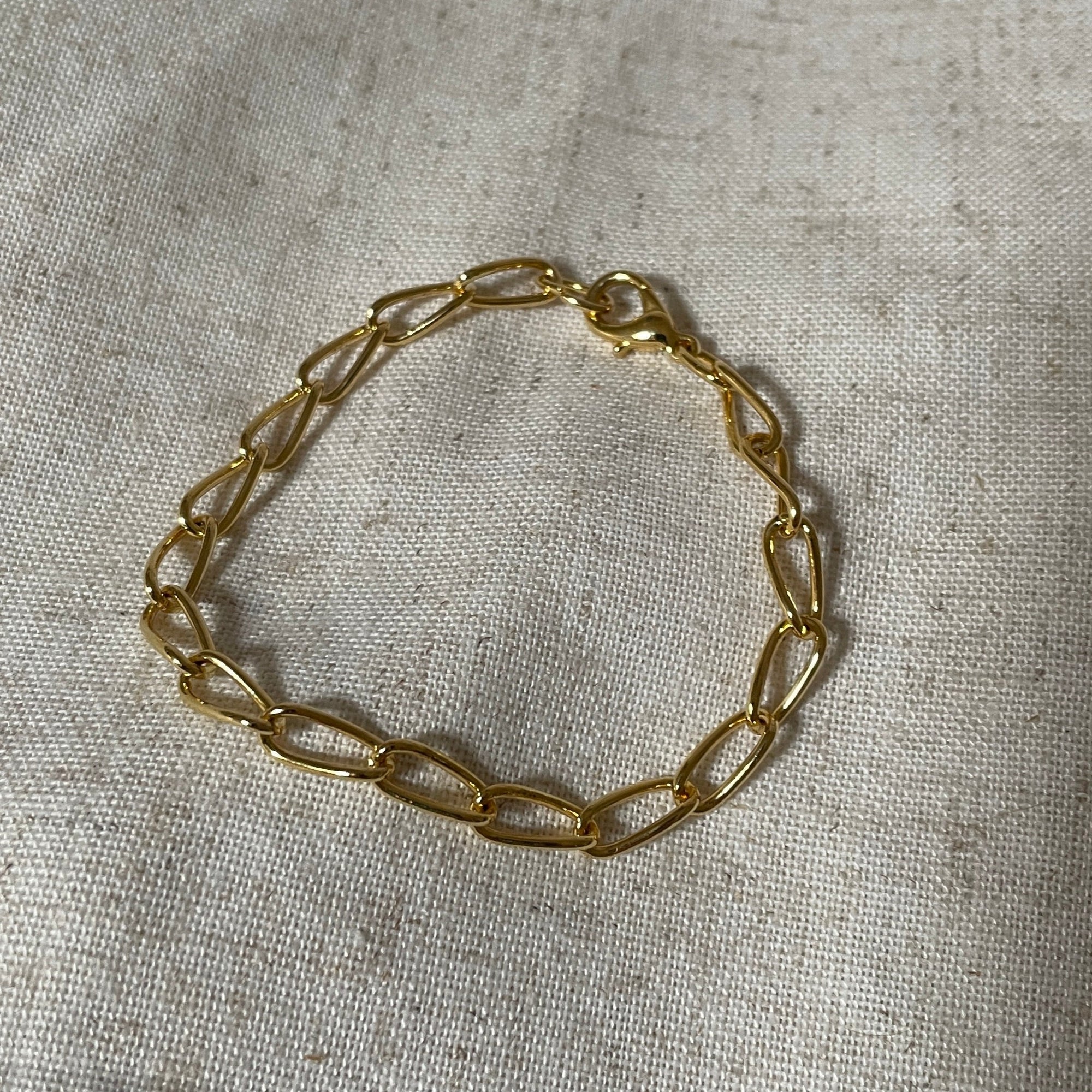 Large Open Curb Chain Bracelet Vintage Gold