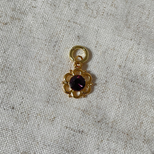 Charms - Vintage - Flower and Cubic Zirconia