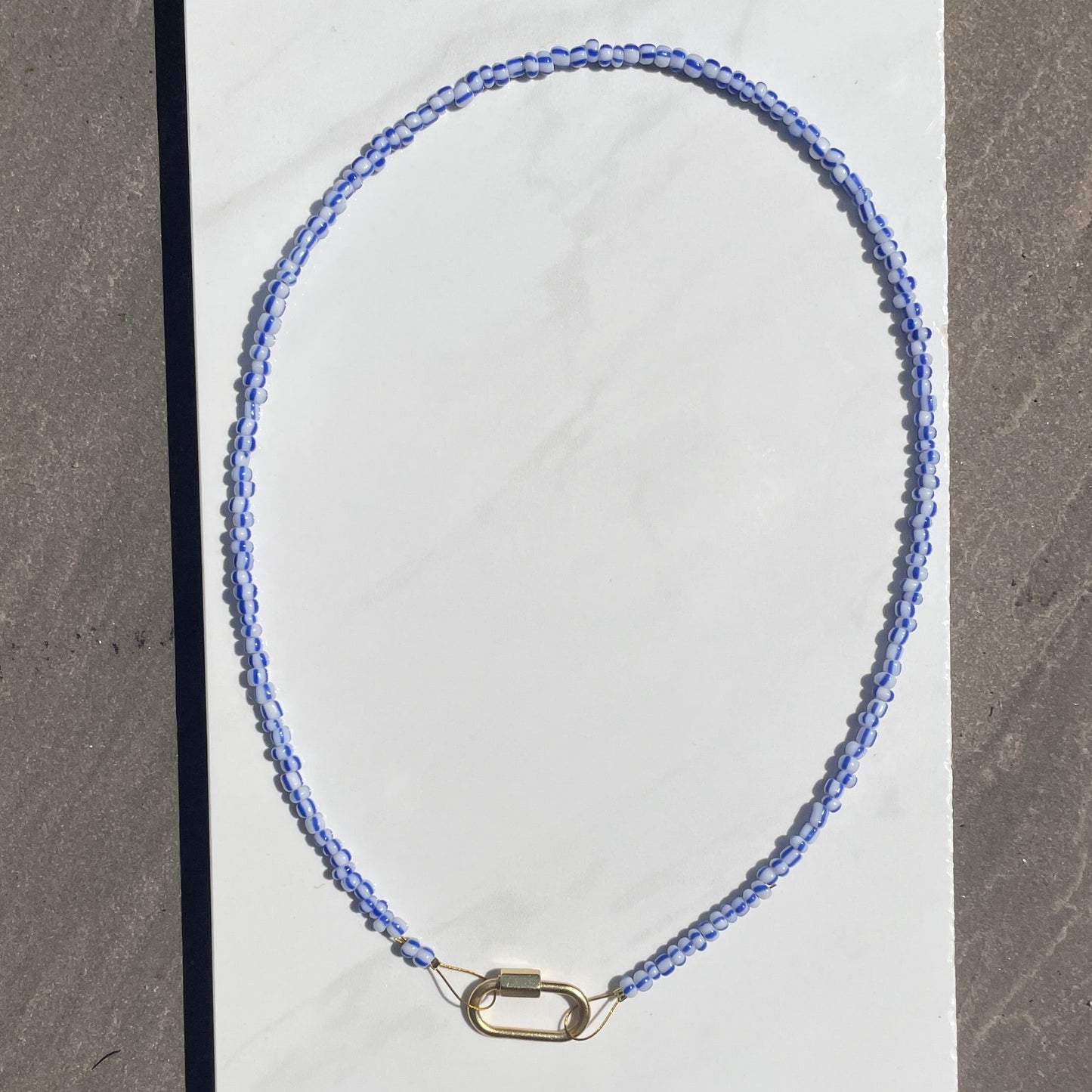 Beaded Necklace with Carabiner Lock