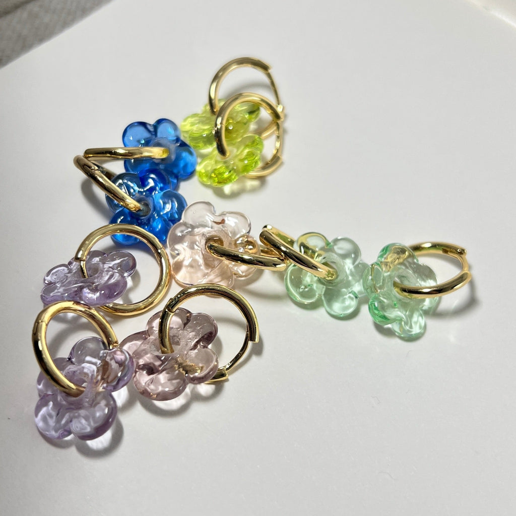 Fleur - Aqua Green - Glass Flower Charm