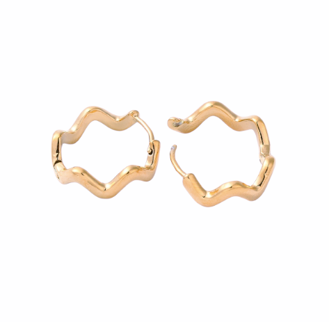 Lily Wave Hoop Earring 18k gold plate